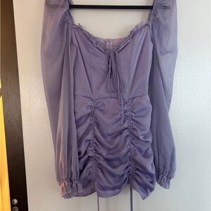 Lucy in the Sky Lavender Ruched Mini Dress